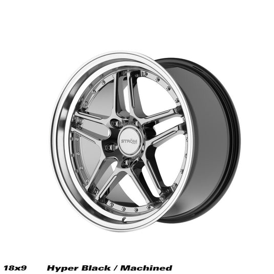 Cerchio Ström DS-05 9x18 5x100 ET35 - Hyper black con bordo lucidato