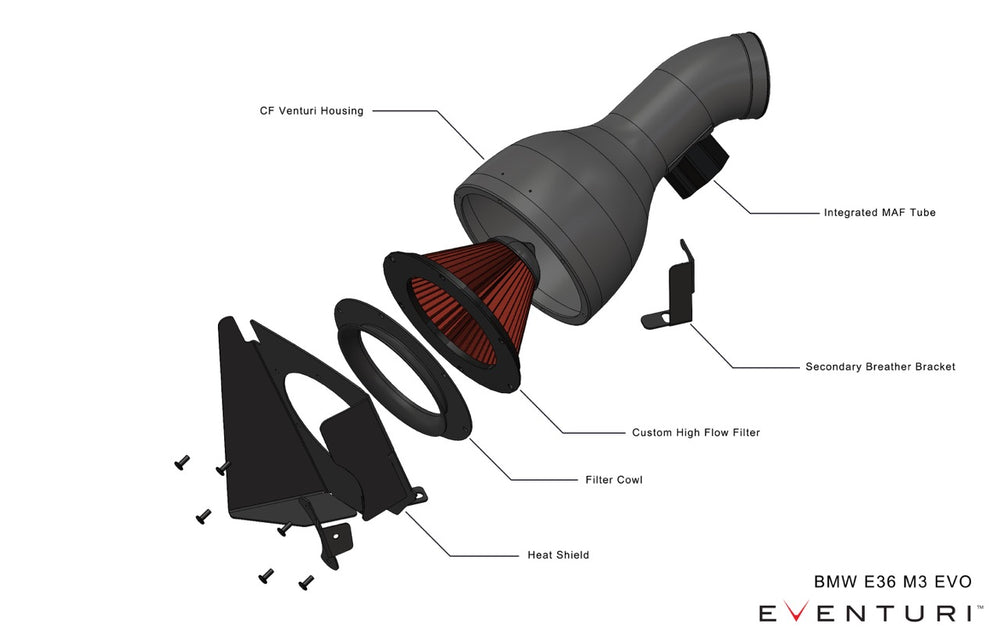 Kit di Aspirazione Carbonio Eventuri per BMW M3 E36 3.0 & 3.2L
