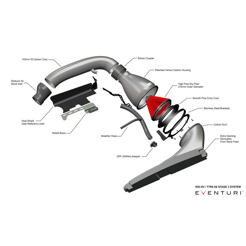 Kit di Aspirazione Carbonio Eventuri per Audi RS3 8V Gen 1