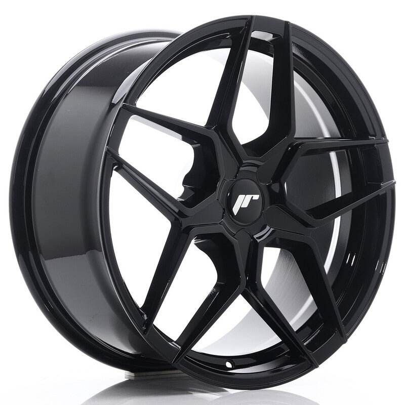 Carica immagine in Galleria Viewer, Cerchio Japan Racing JR-34 8,5x19 foratura su misura 5 fori ET20-40 - Nero lucido
