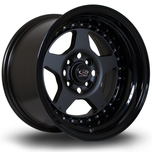 Cerchio Rota Kyusha 9x15 4x100 ET0 - Gunmetal con bordo nero lucido