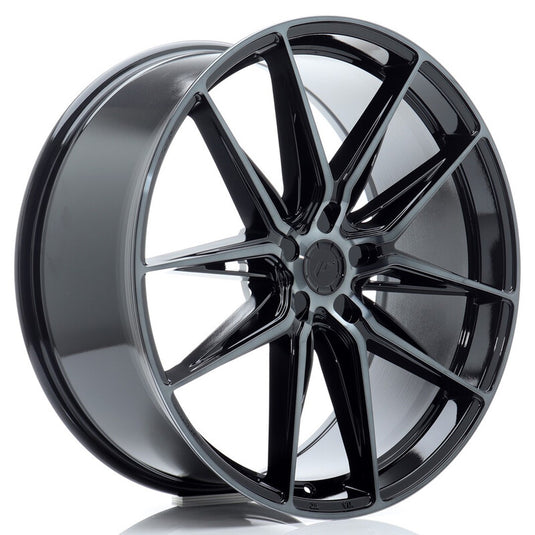 Cerchio Japan Racing JR-44 9x22 foratura su misura 5 fori ET15-35 - Nero lucido con razze brunite