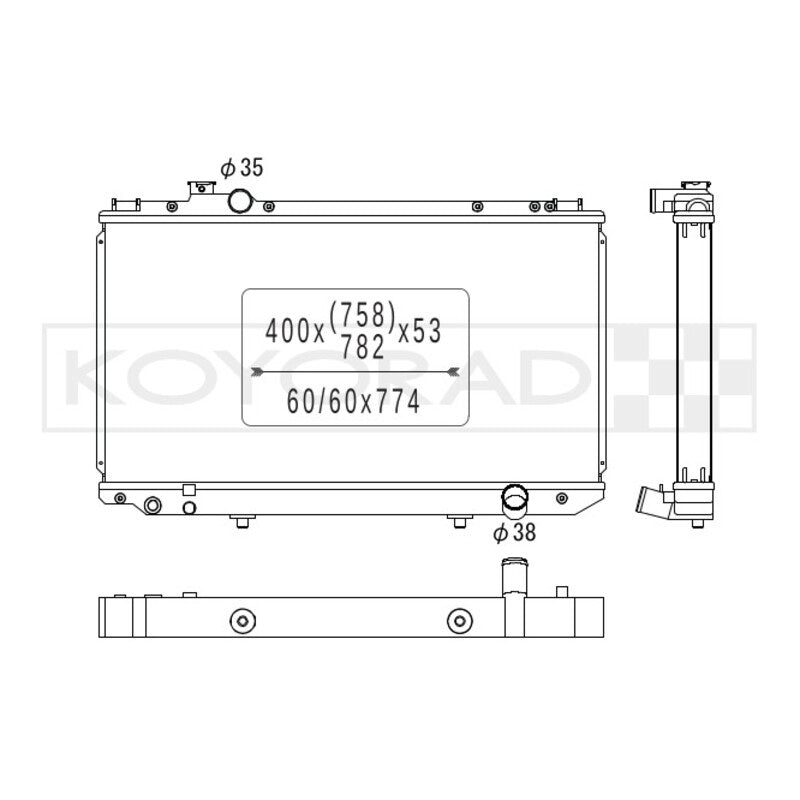 Radiatore Acqua in Alluminio Koyorad per Toyota Aristo 3.0L S140