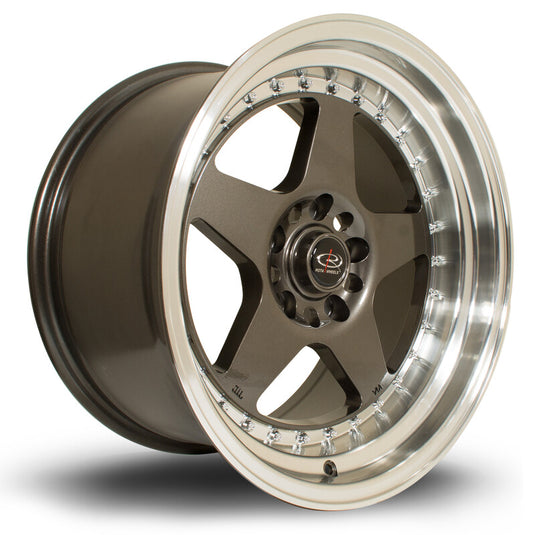 Cerchio Rota Kyusha 9,5x17 5x120 ET25 - Gunmetal con bordo cromato lucidato