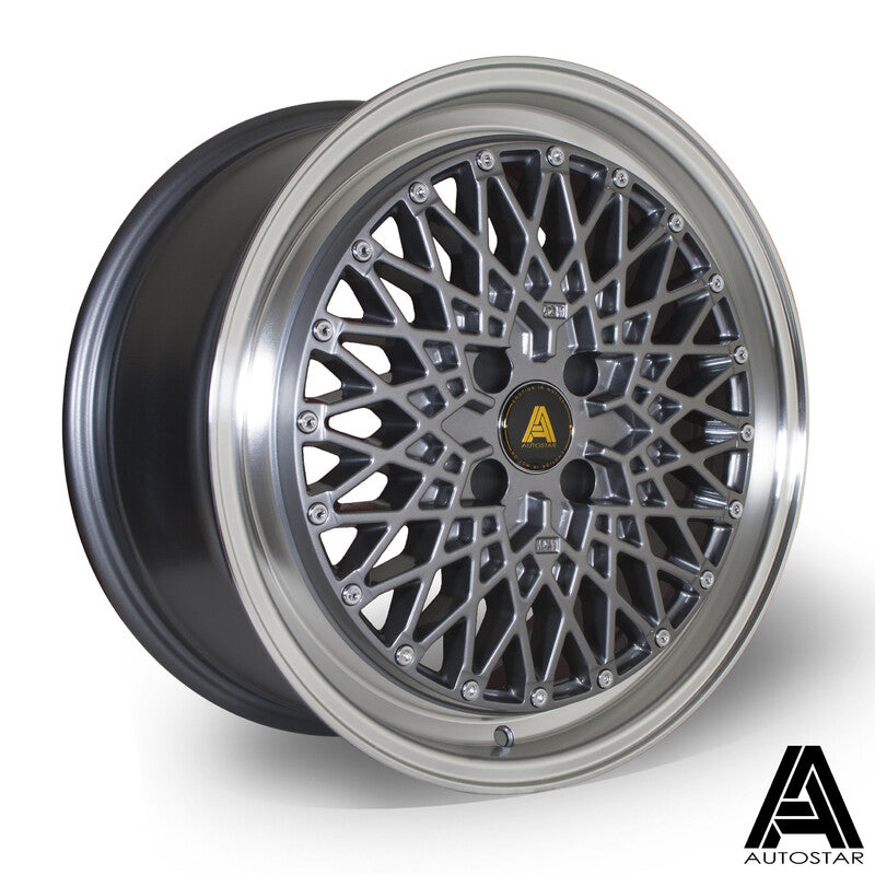Carica immagine in Galleria Viewer, Cerchio Autostar Minus 8x17 4x100 ET30 - Gunmetal con bordo lucidato
