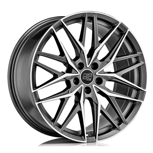 Cerchio MSW 50 8,5x19 5x108 ET45 - Gunmetal con razze lucidate