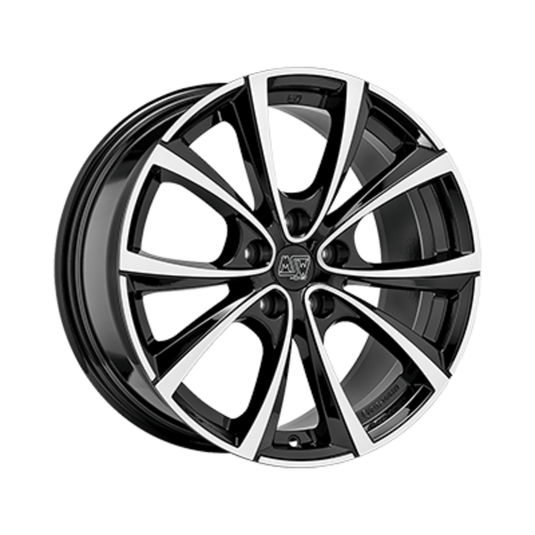 Cerchio MSW 27T 8,5x19 5x114.3 ET35 - Nero lucido con razze lucidate