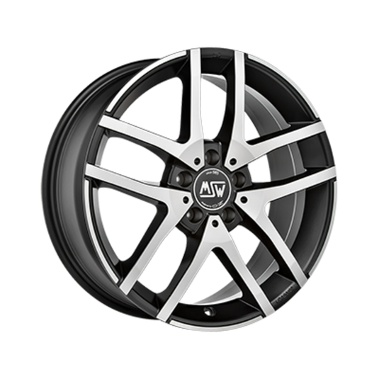Cerchio MSW 28 7,5x18 5x112 ET44 - Nero opaco con bordo lucidato