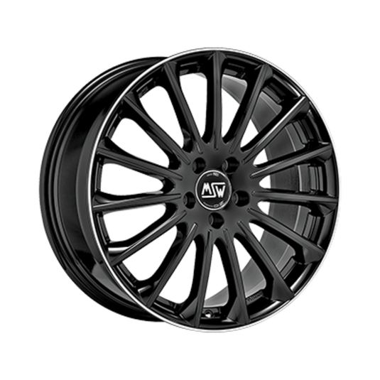 Cerchio MSW 30 9,5x19 5x112 ET22 - Nero lucido con razze lucidate