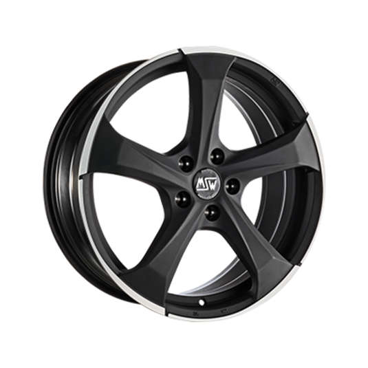 Cerchio MSW 47 8x19 5x112 ET21 - Nero lucido con razze lucidate