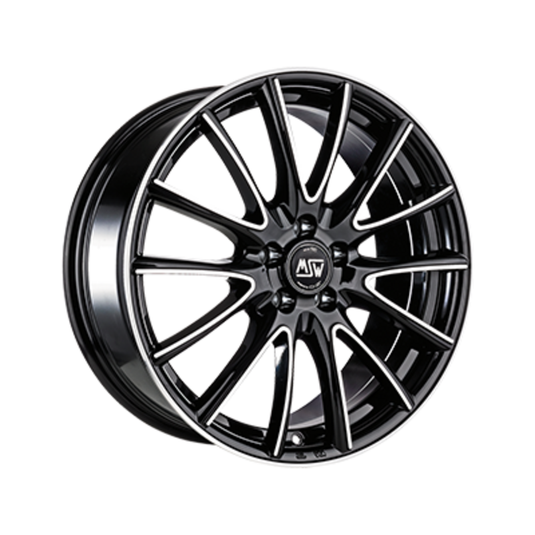 Cerchio MSW 86 6,5x16 5x108 ET42 - Nero lucido con razze lucidate