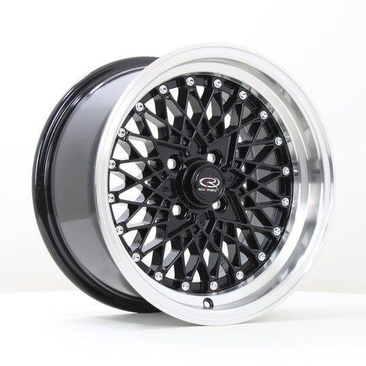 Cerchio Rota OS Mesh 8x15 4x100 ET20 - Nero lucido con bordo lucidato