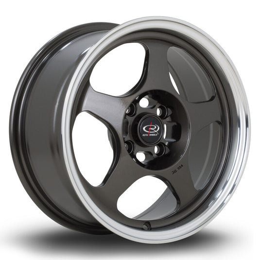 Cerchio Rota Slipstream 7x15 4x100 ET40 - Gunmetal con bordo cromato