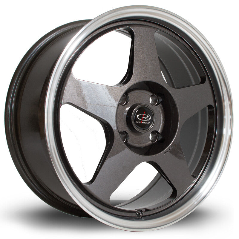Carica immagine in Galleria Viewer, Cerchio Rota Slipstream 7,5x17 4x100 ET45 - Gunmetal con bordo cromato

