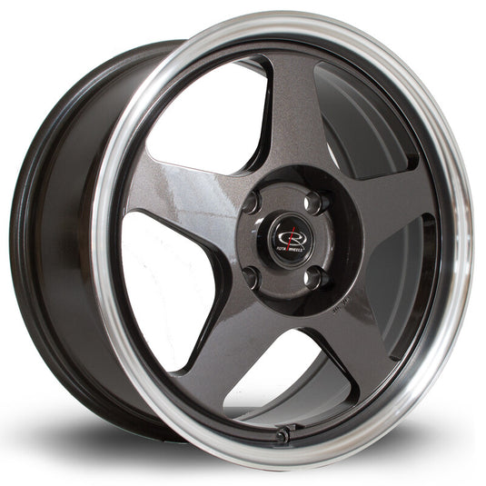 Cerchio Rota Slipstream 7,5x17 4x100 ET45 - Gunmetal con bordo cromato