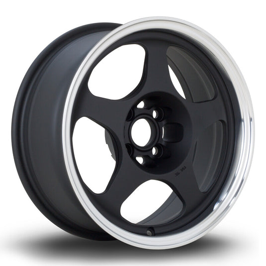 Cerchio Rota Slipstream 6,5x15 4x95.25 ET7 - Nero satinato con bordo lucidato