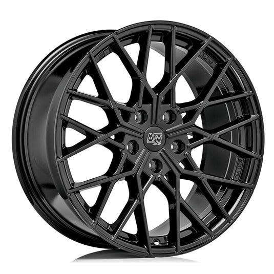 Cerchio MSW 74 8,5x20 5x108 ET45 - Nero lucido con razze lucidate