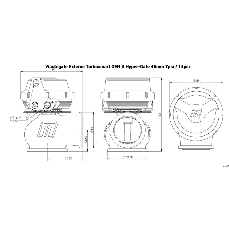 Carica immagine in Galleria Viewer, Wastegate esterna TURBOSMART Gen V Hyper-Gate (45 mm)
