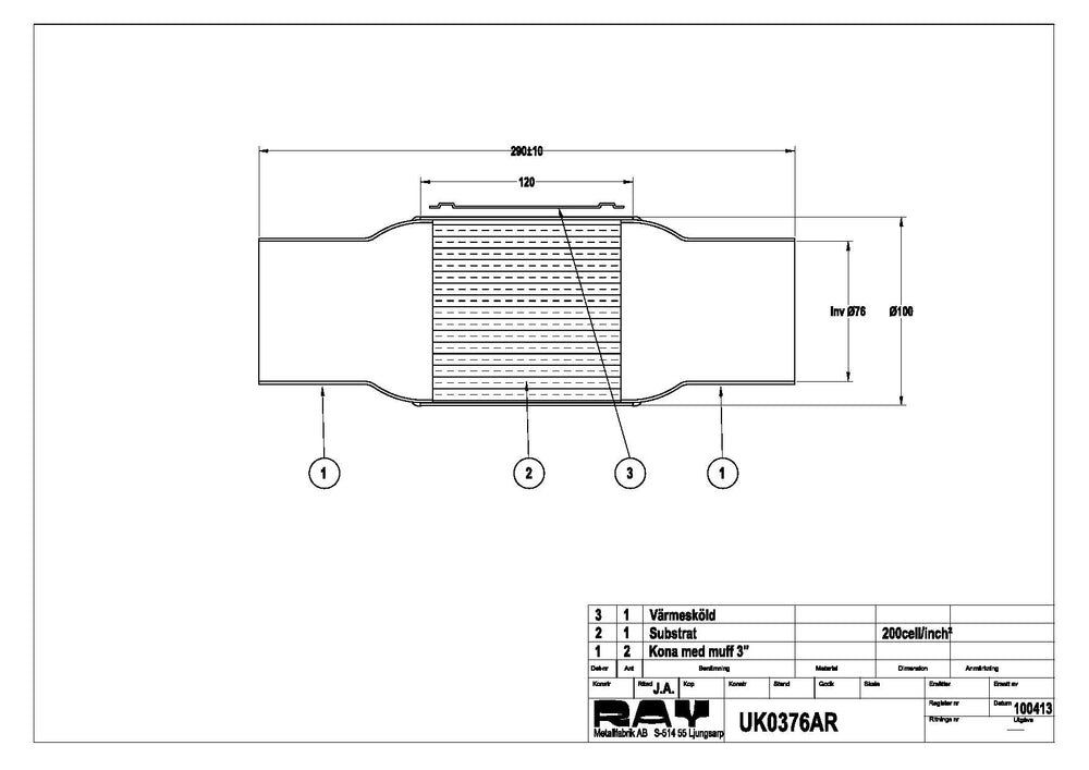Catalizzatore 200 Celle Ø76.2 mm (3")