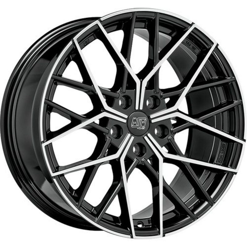 Cerchio MSW 74 8,5x20 5x112 ET45 - Nero lucido con razze lucidate