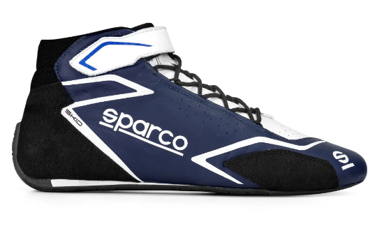 Scarpe SPARCO SKID - blu bianco scarpa pilota omologata fia omologazione 8856 2018 rally salita slalom