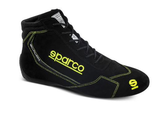 Scarpe SPARCO SLALOM 2022 - nero giallo fluo scarpa pilota omologata fia omologazione 8856 2018 rally salita pista slalom
