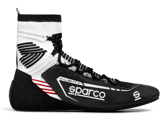 Scarpe SPARCO RACING X-LIGHT+ - nero bianco scarpa pilota rally salita pista slalom omologata fia omologazione 8856 2018