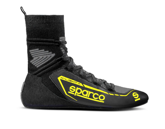 Scarpe SPARCO RACING X-LIGHT+ - nero giallo fluo scarpa pilota rally salita pista slalom omologata fia omologazione 8856 2018